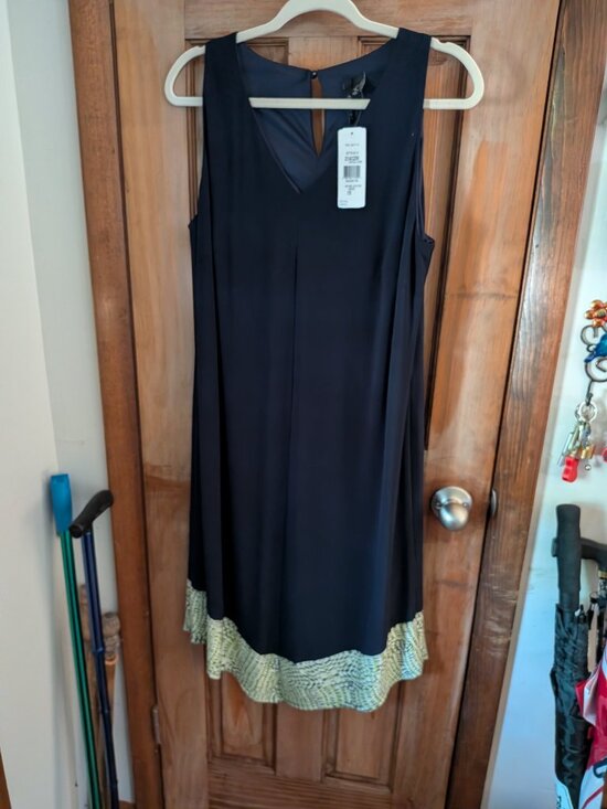 Chiasso Dresses & Skirts - Sleeveless Midi Dress 1X Navy with Lime & White Plus Size Summer Multi Occasions